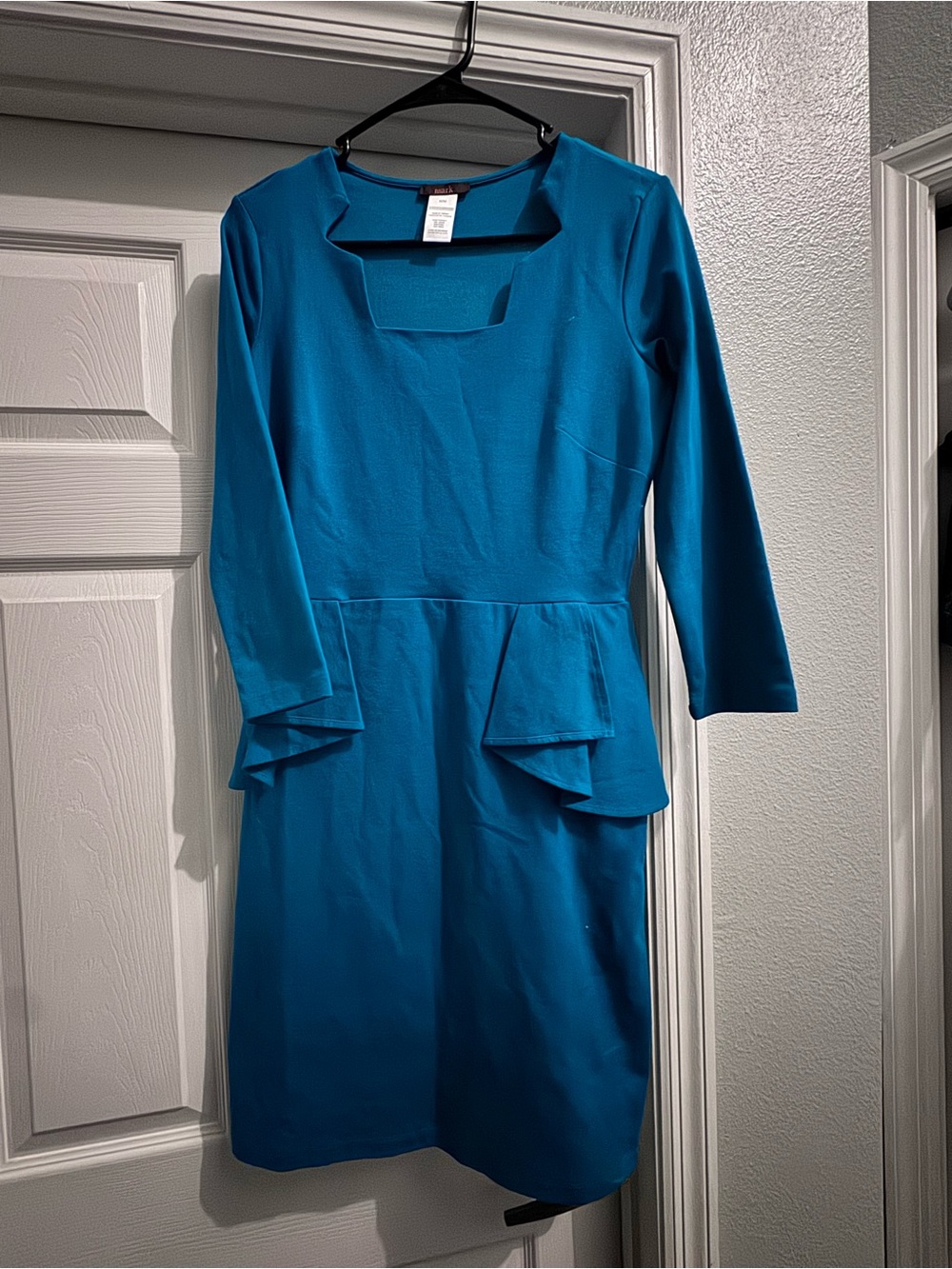 mark. Teal Peplum Sheath Dress with Square Neckline